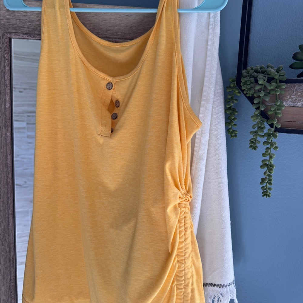 Yellow Sleeveless Ruched Top